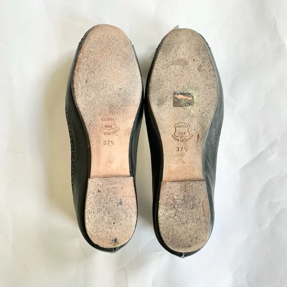FRENCH SOLE Valentine Black Leather Flats - Picture 5 of 7